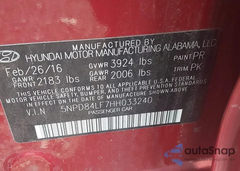 2017 Hyundai Elantra Se из США, поврежденный, VIN 5NPD84LF7HH033240